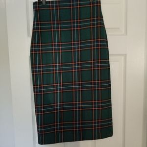 ZARA Green and gold plaid zara pencil skirt.